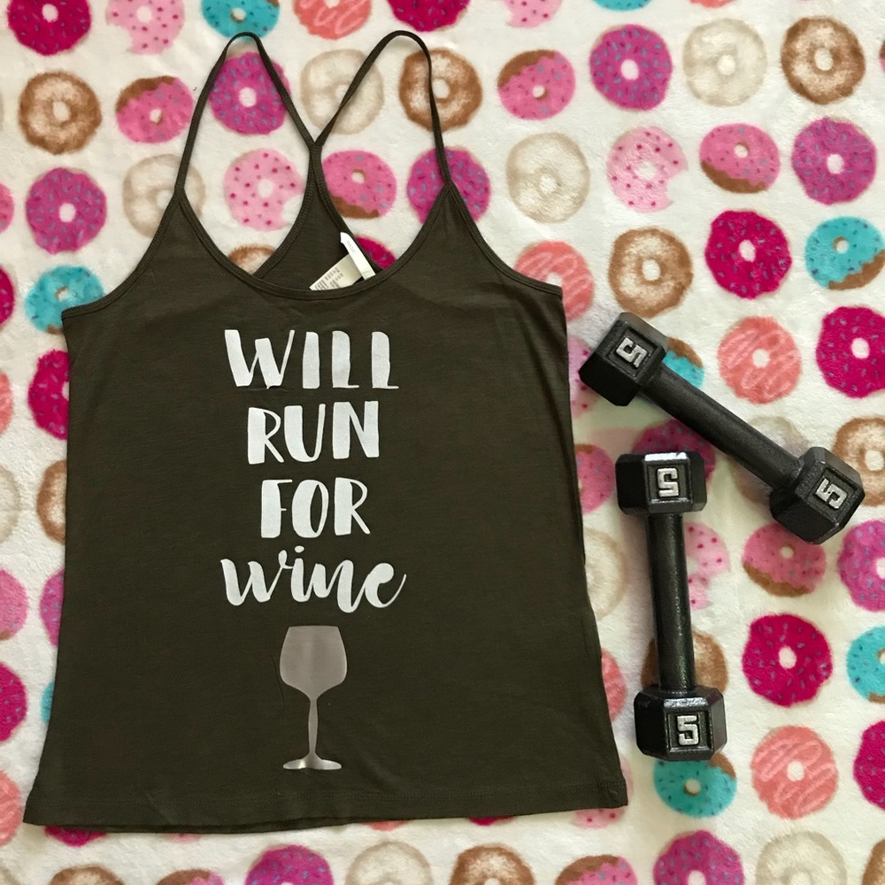 will run for wine workout tank